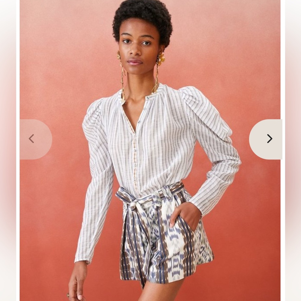 Ulla Johnson Nour blouse dress top Cotton Puff Sleeve Striped 4